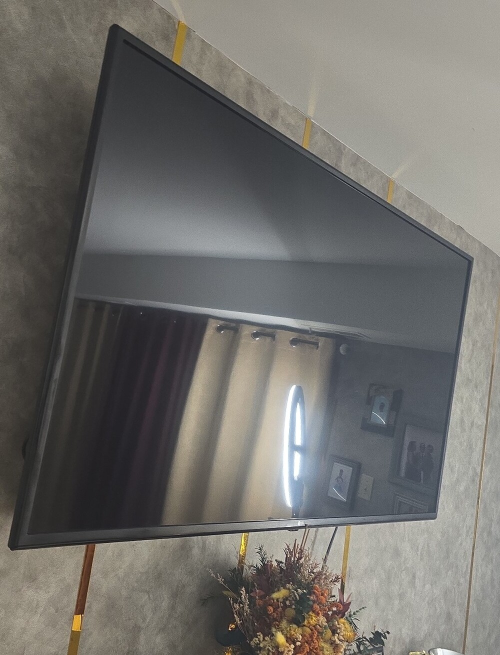 Wall-Mount Black Flat Panel LG TV -